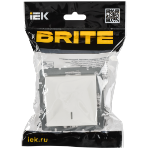 BRITE Выключатель 1-клавишный с индикацией 10А безвинтовое крепление ВС11-1-1-БрБ белый IEK