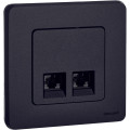 INSPIRIA Розетка компьютерная двойная RJ45 категория 5Е UTP антрацит