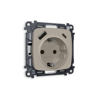 MO370010 Комплект механизма электрической розетки OMEGA Серо-бежевый матовый 2USB AC 20W быстрая зарядка сз QUANT OP3700, VM160 AMBRELLA VOLT