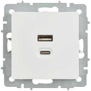 BRITE Розетка USB A+C 45Вт высокоскоростная зарядка РЮ11-2-БрБ белый IEK