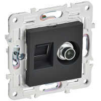 SKANDY Розетка двойная TV+RJ45 кат.6 SK-A15G графит IEK