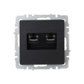 BRITE Розетка компьютерная двойная RJ45 кат.6 РК11-2-БрЧ черный IEK