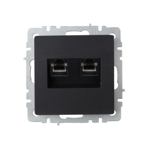 BRITE Розетка компьютерная двойная RJ45 кат.6 РК11-2-БрЧ черный IEK