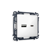 MA111010 Комплект механизма розетки ALFA Белый глянец 2USB AC 20W быстрая зарядка QUANT AMBRELLA VOLT