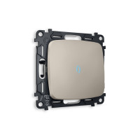 MO362040 Комплект механизма 1-кл проходного выключателя с подсветкой 10000K OMEGA Серо-бежевый матовый QUANT OP3620, VM105, G29B AMBRELLA VOLT