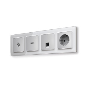 AF330404 Рамка ALFA Platos Серебро Стекло органическое 4-ая AMBRELLA VOLT