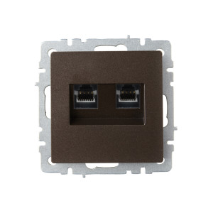 BRITE Розетка компьютерная двойная RJ45 кат.6 РК11-2-БрТБ темная бронза IEK
