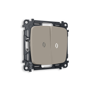MO364015 Комплект механизма 2-кл выключателя с подсветкой 5600K OMEGA Серо-бежевый матовый QUANT OP3640, VM115, G14W AMBRELLA VOLT