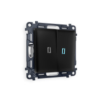 MA804020 Комплект механизма 2-кл выключателя с подсветкой 10000K ALFA Черный матовый QUANT AP8040, VM115, G17B AMBRELLA VOLT