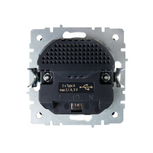 BRITE Розетка 1-местная с заземлением с защитными шторками 16А с USB AA 5В 2,1А РЮш10-1-БрМ маренго IEK