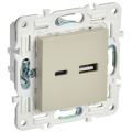 SKANDY Розетка USB A+C 18Вт SK-R13B бежевый IEK
