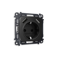 MO809010 Комплект механизма электрической розетки OMEGA Черный матовый 2USB AA 18W быстрая зарядка сз QUANT OP8090, VM155 AMBRELLA VOLT