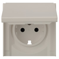 Лицевая панель для розетки 2к+з с крышкой, лен (35634 LN)