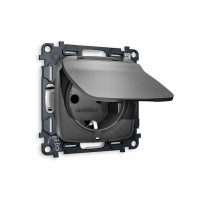 MO658010 Комплект механизма электрической розетки OMEGA Антрацит серый сз с шторками и крышкой IP44 QUANT OP6580, VM141 AMBRELLA VOLT