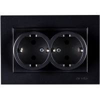 Arvia Electric, KAREN, Розетка с заземлением двойная, (черный)