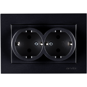 Arvia Electric, KAREN, Розетка с заземлением двойная, (черный)