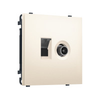 MS252510 Комплект механизма розетки компьютерной + TV оконечной SIGMA Жемчужно-кремовый RJ-45 (8P8C) CAT6/50-870MHz 1dB с/ш QUANT PRO (SP2525, PR195)