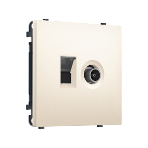 MS252510 Комплект механизма розетки компьютерной + TV оконечной SIGMA Жемчужно-кремовый RJ-45 (8P8C) CAT6/50-870MHz 1dB с/ш QUANT PRO (SP2525, PR195)