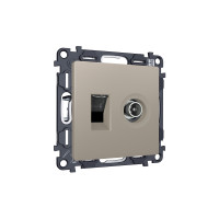 MA372510 Комплект механизма розетки компьютерной + TV оконечной RJ-45 с автоматической защитной шторкой ALFA Серо-бежевый матовый (AP3725, VM195) AMBRELLA VOLT