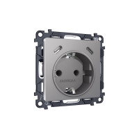 MA510510 Комплект механизма электрической розетки 2USB СC 20W сз на винтовых зажимах 16A-250V ALFA Сталь матовый QUANT AP5105, VM165 AMBRELLA VOLT