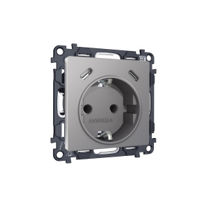 MA510510 Комплект механизма электрической розетки 2USB СC 20W сз на винтовых зажимах 16A-250V ALFA Сталь матовый QUANT AP5105, VM165 AMBRELLA VOLT