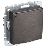BRITE Розетка 1-местная с заземлением с защитными шторками и крышкой 16А IP20 РСбш10-3-БрТБ темная бронза IEK