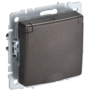 BRITE Розетка 1-местная с заземлением с защитными шторками и крышкой 16А IP20 РСбш10-3-БрТБ темная бронза IEK