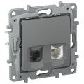 IEKETIKA Розетка двойная RJ11+RJ45 кат.5E UTP 6715521 мокрый асфальт IEK