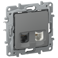 IEKETIKA Розетка двойная RJ11+RJ45 кат.5E UTP 6715521 мокрый асфальт IEK