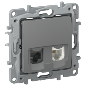 IEKETIKA Розетка двойная RJ11+RJ45 кат.5E UTP 6715521 мокрый асфальт IEK