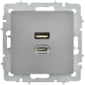 BRITE Розетка USB A+C 45Вт высокоскоростная зарядка РЮ11-2-БрС сталь IEK