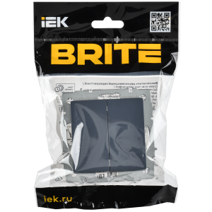 BRITE Выключатель 2-клавишный перекрестный 10А ВС10-2-3-БрМ маренго IEK