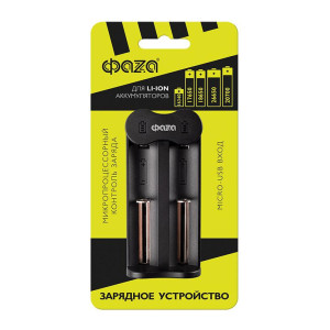 Устройство зарядное L-71USB 2х500мА Li-ion (16340/17650/18650/26650/20700 и др.) 4.2В DC USB-MicroUSB в компл. ФАZА 5032385