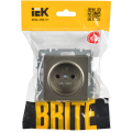 BRITE Розетка 1-местная без заземления с защитными шторками 10А РСш10-2-БрШ шампань IEK