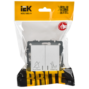 BRITE Выключатель 2-клавишный с индикацией для отелей 10А ВС10-2-9-БрАБ арктический белый IEK