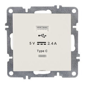 Arvia Electric, L/K Механизм, Розетка USB + Type C, (белый)