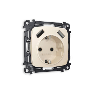 MO329010 Комплект механизма электрической розетки OMEGA Бежевый матовый 2USB AA 18W быстрая зарядка сз QUANT OP3290, VM155 AMBRELLA VOLT