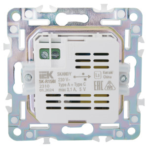 SKANDY Розетка USB A+A 3,1А SK-R15Bl черный IEK