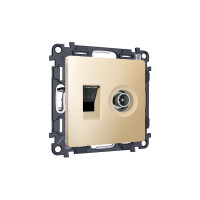 MA612510 Комплект механизма розетки компьютерной + TV оконечной RJ-45 с автоматической защитной шторкой ALFA Шампань QUANT (AP6125, VM195) AMBRELLA VOLT