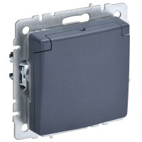IEK BRITE BASE Маренго Розетка 1-м сз с защ. штор и крыш 16А IP44 РСбш10-3-44-БрМ