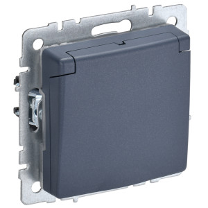 IEK BRITE BASE Маренго Розетка 1-м сз с защ. штор и крыш 16А IP44 РСбш10-3-44-БрМ
