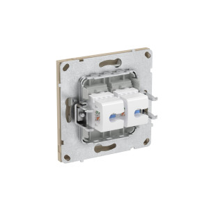 Компьютерная розетка RJ-45 без шторки, кат.6А двойная, KANT, ванильный марципан