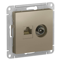 ATLASDESIGN РОЗЕТКА двойная ТВ + компьютерная RJ45 кат. 5e, механизм, ШАМПАНЬ ATN000589