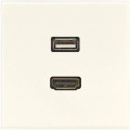 Розетка HDMI+USB Jung LS 990, скрытый монтаж, слоновая кость, MALS1163