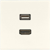 Розетка HDMI+USB Jung LS 990, скрытый монтаж, слоновая кость, MALS1163