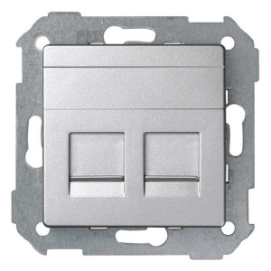 Адаптер на 2xRJ45 Simon SIMON 82 DETAIL, скрытый монтаж, со шторками, алюминий, 82006-93