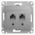 GLOSSA РОЗЕТКА двойная компьютерная RJ45+RJ45 кат. 5e, механизм, АЛЮМИНИЙ GSL000385KK