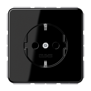 Розетка Jung CD 500, скрытый монтаж, с заземлением, черный, CD1520SW