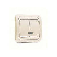 Выключатель 2-кл. СП Mimoza 10А IP20 с подсветкой крем./крем. Makel 25023