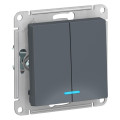ATLASDESIGN 2-клавишный ВЫКЛЮЧАТЕЛЬ с подсветкой, сх.5а, 10АХ, механизм, ГРИФЕЛЬ ATN000753